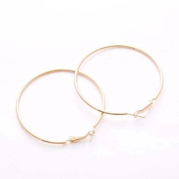 18K Gold Plated Sterling Silver Post Hoop Earrings - Picture 5 of 5